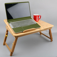 Support de bureau en bambou pour ordinateur portable, plateau de lit réglable pour petit déjeuner, Table multifonctionnelle avec tiroir de rangement inclinable