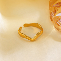 Gaya Eropa dan Amerika Sederhana, Desain Unik, Populer dan Mudah Dipadukan, Bukaan yang Dapat Disesuaikan, Cincin Berlapis Emas untuk Wanita