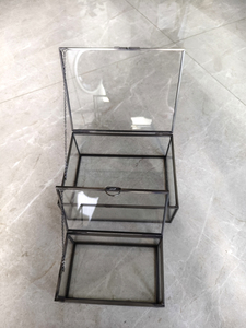 Boîte à bijoux en <span class=keywords><strong>verre</strong></span> artisanal de haute qualité, personnalisable, grande, rectangulaire, en métal doré, boîte en <span class=keywords><strong>verre</strong></span> artisanal pour le rangement - Product Image 3