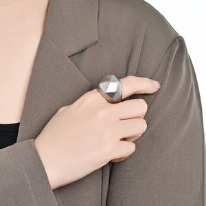 Geometric Design <b>Titanium</b> Steel <b>Ring</b> Steel Gold Unisex Fashion Jewelry Gift - Product Image 1