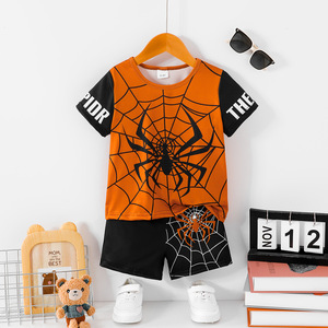 <span class=keywords><strong>Ensemble</strong></span> de vêtements d'été pour garçons, T-shirt à manches courtes + short en coton, imprimé <span class=keywords><strong>Spider</strong></span>-<span class=keywords><strong>Man</strong></span> orange et noir, deux pièces, décontracté - Product Image 1