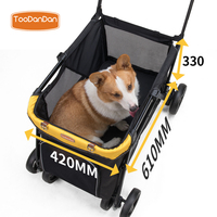 Poussette pliable 4 roues en fer pour animaux de compagnie (chiens et chats) avec double fenêtre, nouveau design, maille respirante, idéale pour les animaux âgés – Parfaite pour les voyages estivaux