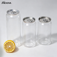 Nouveau design en gros 200ml 250ml 330ml 500ml 650ml bouteilles transparentes réservoir Pet non toxique résistant à l'usure canettes avec couvercle