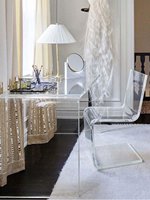 Table de toilette en acrylique transparente, luxe léger, simple et moderne, bureau de travail, bureau d'ordinateur