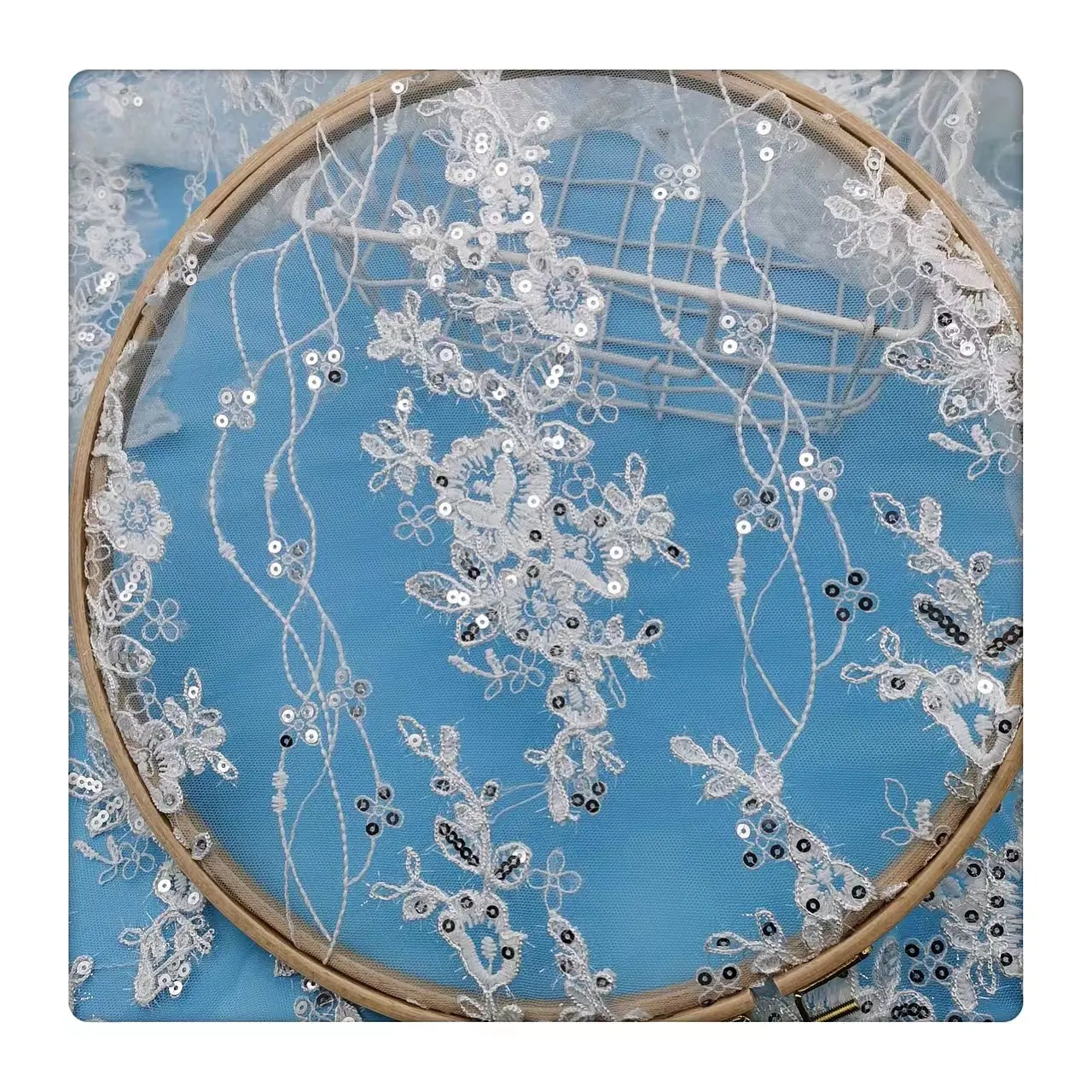 beautiful wedding bridal bead lace fabrics European and American fashion new white mesh white lace fabric