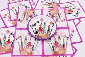 Make up & Spa Theme Birthday Party Decoration <b>Paper</b> Plate Set with 7IN & 9IN Plates Centerpieces Party Supplies - Product Image 6
