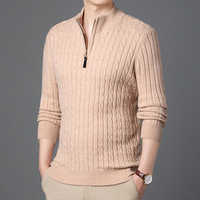 Pull pour homme tendance automne/hiver, style Europe-Amérique, en maille torsadée, coupe ample, minimaliste, demi-zip