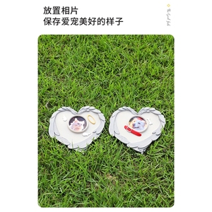 Lápida de Resina en Forma de Corazón para Mascotas con Marco de Fotos y Alas de Ángel, Marcador Conmemorativo Personalizable para Perros y Gatos para Jardín o Cementerio al Aire Libre - Product Image 4