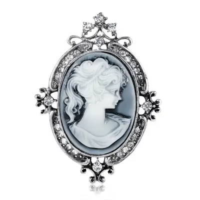 Mode Vintage Gothic Style Victoria Beauty Kopf Statue Cameo <span class=keywords><strong>Brosche</strong></span> Wasser tropfen <span class=keywords><strong>Strass</strong></span> <span class=keywords><strong>Brosche</strong></span> für Frauen Broschen Pin