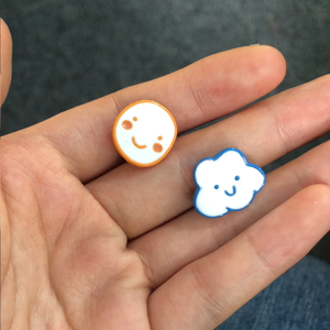 Nueva moda plata Post lindo esmalte Stud pendientes diseño creativo coreano nube sonrisa cara Clips en pendientes para mujeres niñas - Product Image 6