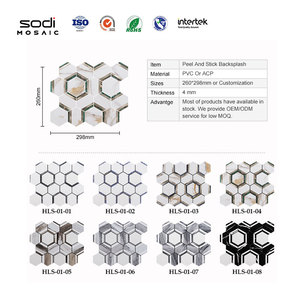 Modernas Pegatinas de Pared de Mosaico Hexagonal Autoadhesivas <span class=keywords><strong>3D</strong></span> para Decoración del Hogar y la Oficina - Product Image 5