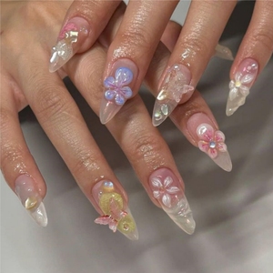 Boîte Cadeau <span class=keywords><strong>de</strong></span> Luxe pour Faux Ongles, Décorée <span class=keywords><strong>de</strong></span> Strass, Faux Ongles Français Élégants, Extensions d'Ongles Double French - Product Image 2