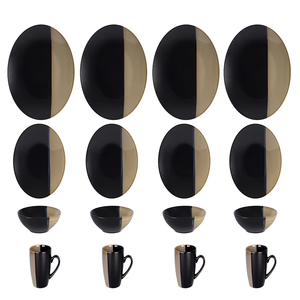Nordic <b>Black</b> and Gold Edge Creative Western Family Gathering Supplies Ceramic Soup Bowls <b>Plates</b> and Cutlery Sets - Product Image 2