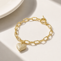 Bracelets tendance minimalistes élégants en argent sterling S925 plaqué or 18 carats, motif cœur et trombones, cadeau pour mariage et fête, pour femmes