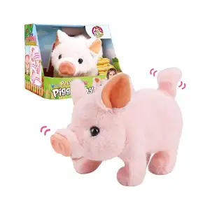 De peluche de felpa cerdo mascota juguete Piglet-Caminando Wag cola mueve la nariz sonidos para niños