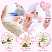 LIXUNIANCHEN Handgehäkelte Garn-Lilienblüten-Puppen mit 6 Inspirationskarten - Mini-Heimdekoration (Rosa)