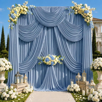 Rideau en tissu bleu poussière réutilisable personnalisé pour la décoration de scène, fête d'anniversaire, photomaton, réception de mariage, toile de fond pour événement