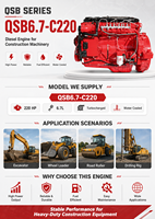 Moteur diesel SCDC DCEC Cummins QSB6.7-C220 220HP 6.7L turbo refroidi par eau, système Common Rail complet, Tier 3 pour excavatrice et chargeuse