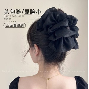 High-end mesh silver thread <b>bow</b> bubble hair <b>clip</b> for women, hair volume enhancement shark <b>clip</b>, back of head updo hair - Product Image 1