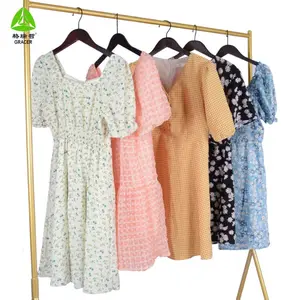 Cheap wholesale women clothing outdoor cotton dress korean dress bales second hand clothing