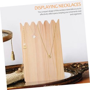 Support de rangement pour bijoux en bois 18x27x1.8cm, présentoir de bureau pour colliers et bracelets, couleur bois naturel, style étagère - Product Image 5