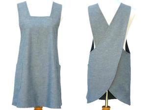<span class=keywords><strong>Tablier</strong></span> Beige en <span class=keywords><strong>lin</strong></span> de coton Style <span class=keywords><strong>japonais</strong></span>, en forme de X, à bandages croisés à dos - Product Image 2