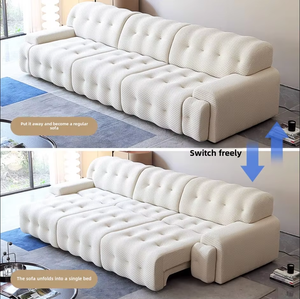 Canapé-lit multifonctionnel en velours côtelé blanc pour petits appartements Canapé-lit télescopique 2 places - Product Image 3