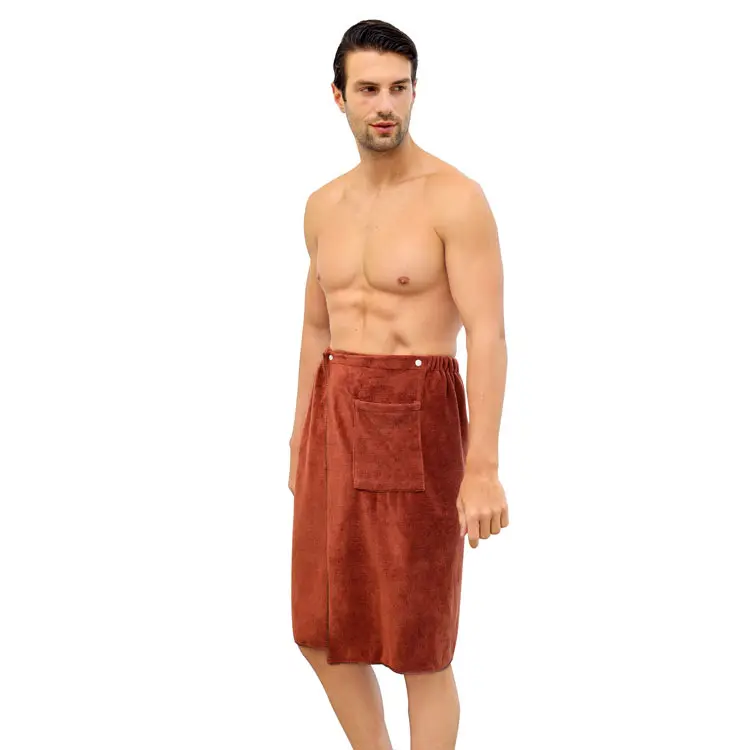 RTS नई Microfiber पुरुषों की स्नान तौलिया पहनने योग्य स्नान स्कर्ट जल्दी शुष्क शोषक शरीर लपेटें स्नान पोशाक थोक