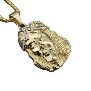 Customize logo oxidizes 10k gold 925 sterling silver jesus face pendant