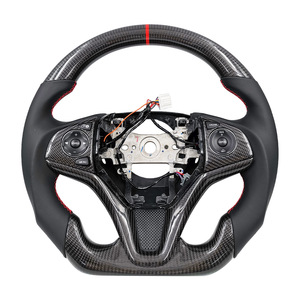 พวงมาลัยคาร์บอนไฟเบอร์แบบกำหนดเองสำหรับ Honda Civic Fit Accord Jade รุ่นที่ 10 สปอร์ตเรซซิ่ง พร้อมถุงลมนิรภัย หุ้มหนังรูระบายอากาศและหนังกลับ - Product Image 1