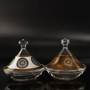 Tajine in vetro personalizzato marocchino Mini Tajine in stile arabo Tajine in vetro dorato