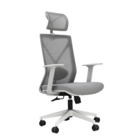 Chaise de bureau ergonomique moderne à dossier haut en maille avec appui-tête réglable et base pivotante en acier - Utilisation à domicile/au bureau