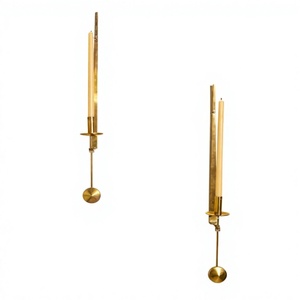 Brass Finished Metal Wall Mounted <b>Candle</b> Holder With Ball Finial Home Wedding Decoration Durable Metal <b>Sconce</b> - Product Image 1
