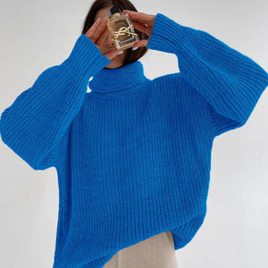 Pull ample chaud et épais Vintage <span class=keywords><strong>col</strong></span> haut décontracté <span class=keywords><strong>col</strong></span> <span class=keywords><strong>roulé</strong></span> pulls pour femmes - Product Image 5