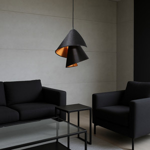 Lampada a sospensione fatta a mano TORNADO in nero e oro: Design illuminotecnico scandinavo - Product Image 1
