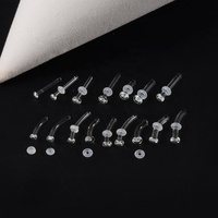 Neu eingetroffen: Körperschmuck – Glas-Nasenstecker, Allergievorbeugend, Transparent, Gebogene Knorpel-, Tragus-, Daith- und Bauchnabelpiercings