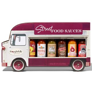 Set de Regalo de Salsas para Comida Callejera: Salsas Picantes, BBQ, Sabores Diablo y Louisiana, Veganas y Vegetarianas, en Botellas de Vidrio, Set de 6 - Product Image 1
