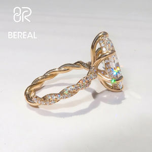 IGI Certified Marquise CVD Lab Grown Diamond Twisted Vine <b>Ring</b> Custom 925 <b>Silver</b> Vvs Lab Created Diamond Engagement <b>Ring</b> Jewelry - Product Image 2