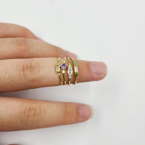 Bộ 4 Chiếc Nhẫn Đeo Tay Phong Cách Boho, Bộ Nhẫn Tinh Tế Đá Ngọc Lục Bảo Aztes, Bộ Nhẫn Pha Lê Vàng 18K - Product Image 6