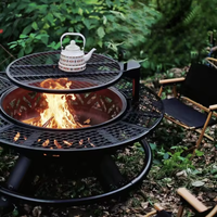 Nouveau Poêle à Bois Extérieur en Fer 2026 avec Fonctionnalités de Sécurité, Design Circulaire pour Cour, Idéal pour la Préparation du Thé, le Barbecue et l'Utilisation Domestique