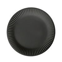 Assiettes en papier noires jetables, compostables, résistantes, biodégradables, micro-ondables, 10 pouces, pour les fêtes