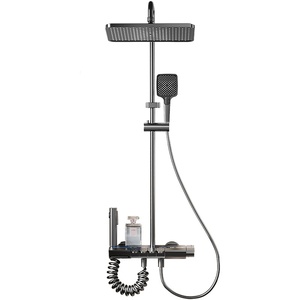 Juego de ducha moderno para baño, color gris plomo, con potente boquilla de refuerzo para el hogar - Product Image 5