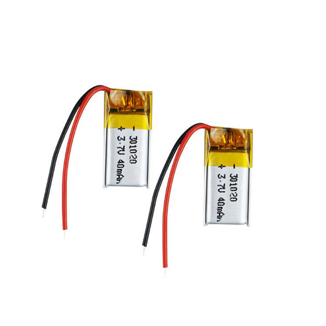 3.7V Lithium Ion Battery 301020 40MAH  Cell Smallest Lipo Micro Ultrathin Lithium Polymer Battery