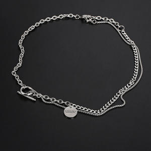 IMI Bakır Kolye Kolye Çift Katmanlı Çift Yığılmış Yaz Kız Erkek Hip Hop T-Shirt Zinciri YL670 - Product Image 2