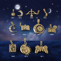 Pendentif unique en forme d'arc et de flèque de Cupidon, manette de jeu, soleil et lune, plaqué or 18 carats, acier inoxydable étanche