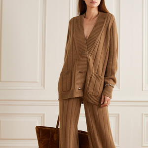 Tùy Chỉnh Đan Áo Len Cardigan Phụ Nữ Quá Khổ Cashmere Len Dài Tay Áo Sườn Đan Phụ Nữ Của Cardigan Áo Len - Product Image 1