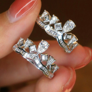 Aazuo Engagement Jewelry 18K Solid White Gold <b>Rings</b> Natural Diamonds Fashion <b>crown</b> <b>Ring</b> Gift For Woman's High-end Banquet Party - Product Image 3