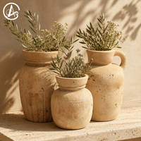 Vase en céramique rustique Wabi Sabi ARM LVG, carafe en grès cannelé, pot décoratif vintage, récipient floral design pour plantes