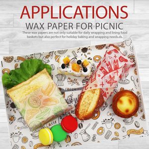 Feuilles de papier alimentaire 12x12 pouces, papier ciré résistant à la graisse <span class=keywords><strong>pour</strong></span> emballage de sandwichs, doublures <span class=keywords><strong>pour</strong></span> paniers alimentaires haut de gamme - Product Image 4