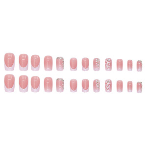 24 Faux <span class=keywords><strong>Ongles</strong></span> Carrés Moyens à Presser, Bordure French Blanche, Dégradé Doux, Nouveau Modèle, avec 1 Colle Gelée et 1 Lime à <span class=keywords><strong>Ongles</strong></span> - Product Image 3